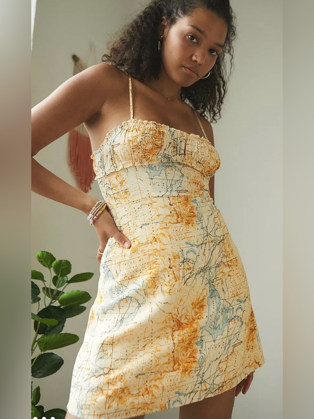 Urban Outfitters By The Sea Map Print Mini Dress